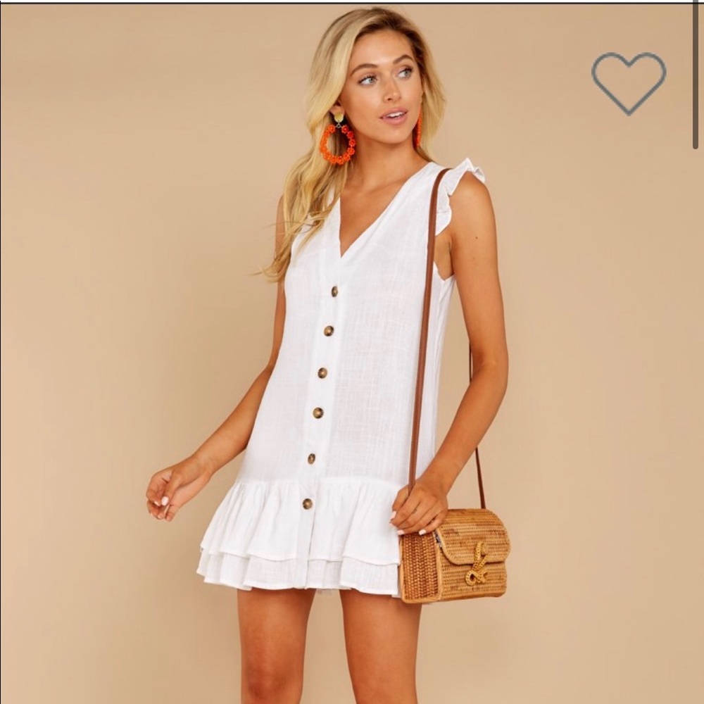 Red Dress Boutique Here Again White Linen Dress M